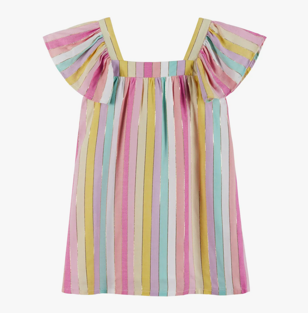 
            
                Load image into Gallery viewer, Girls Striped Lurex Dress
            
        