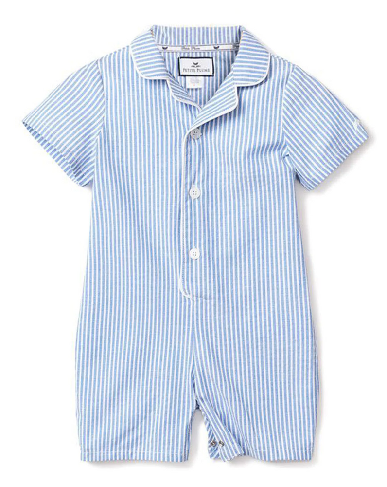 French Blue Seersucker Summer Romper