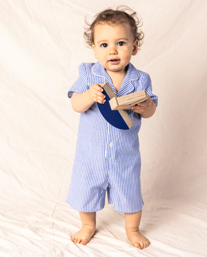 French Blue Seersucker Summer Romper