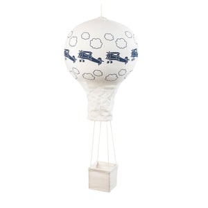 Navy Airplane & Clouds on Oatmeal Hot Air Balloon Mobile