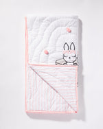 Tea for Two Bunny Applique Reversible Baby Quilt