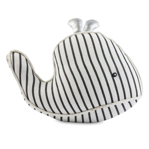
            
                Load image into Gallery viewer, Black &amp;amp; White Stripes Whale Friend Pillow
            
        