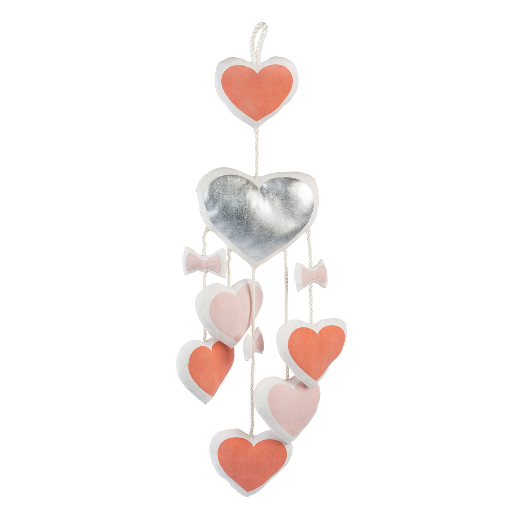 Silver & Pink Hearts & Bows Mobile