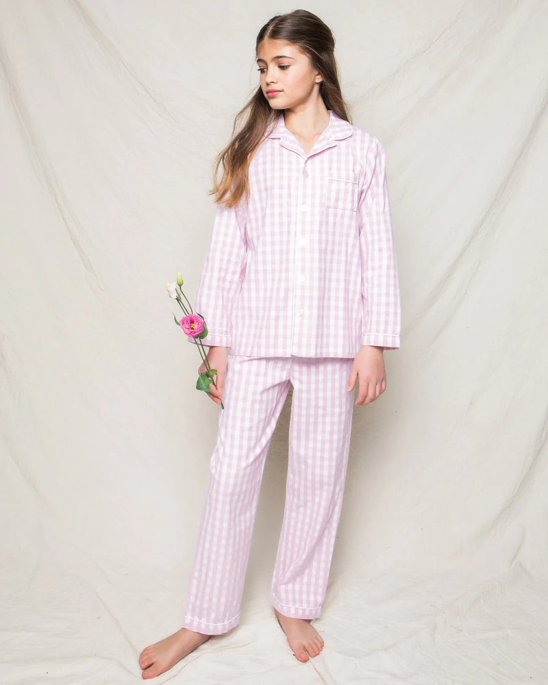 
            
                Load image into Gallery viewer, Children&amp;#39;s Pink Gingham Pajama Set by Petite Plume
            
        
