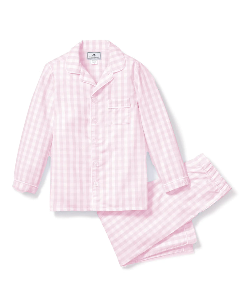 Children's Pink Gingham Pajama Set by Petite Plume